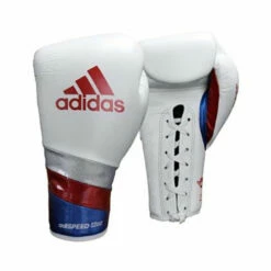 Adidas Adispeed Boxing Gloves Lace Up White Blue